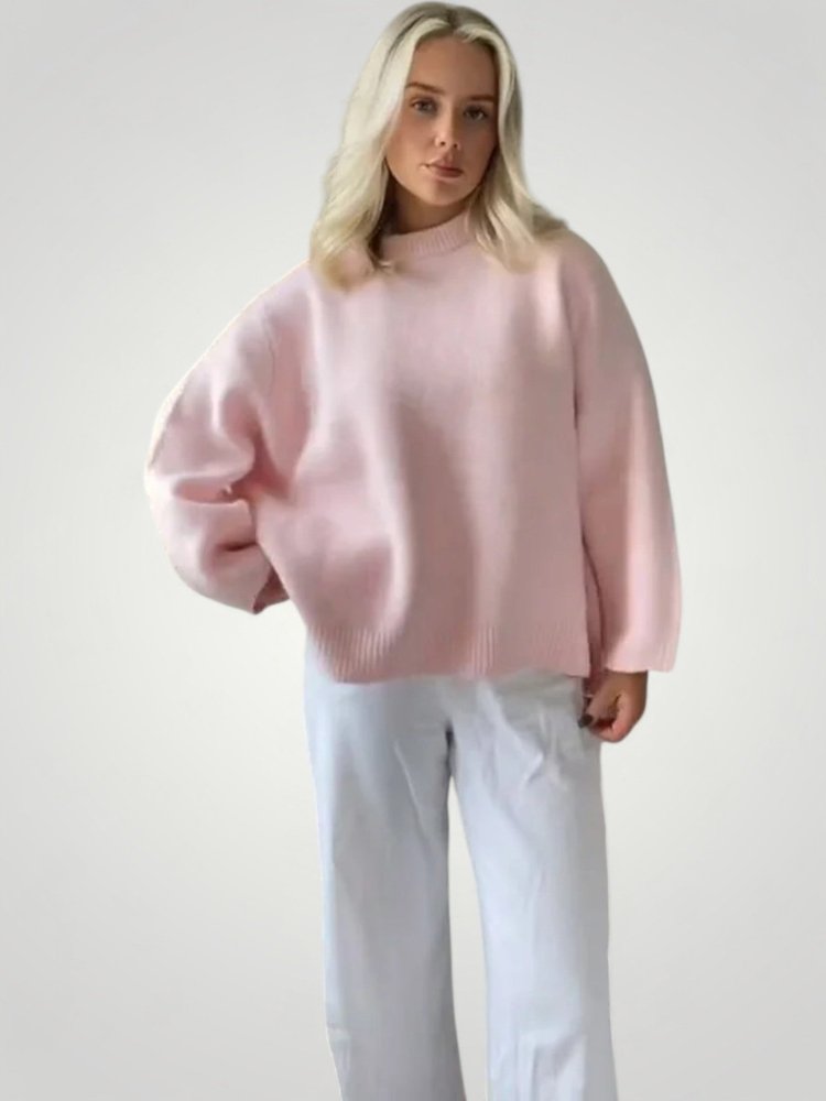 Damenpullover Pink mit Elegantem O-Ausschnitt