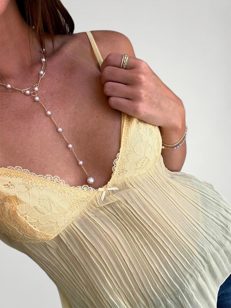 Transparente Spitzen-Camisole mit Elegantem Look